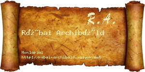 Rábai Archibáld névjegykártya